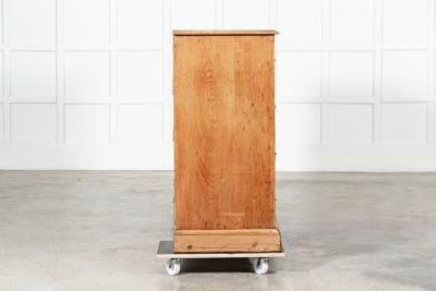 19thC English Pine Bank Haberdashery Drawers Counter