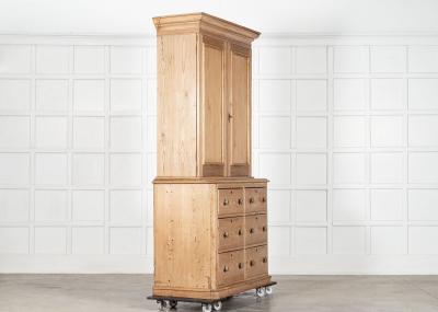 19thC English Pine Linen Cupboard