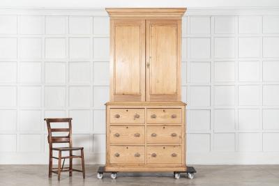 19thC English Pine Linen Cupboard