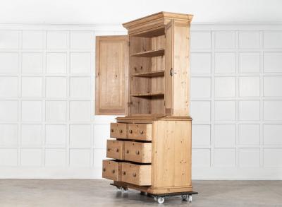 19thC English Pine Linen Cupboard