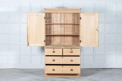 19thC English Pine Linen Press