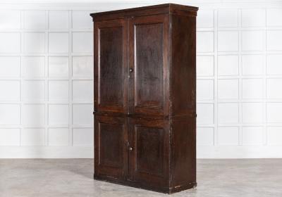 19thC English Pine Painted Housekeepers Cupboard
