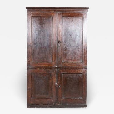 19thC English Pine Painted Housekeepers Cupboard