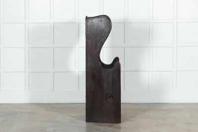 19thC English Pine Vernacular Wingback Tavern Settle