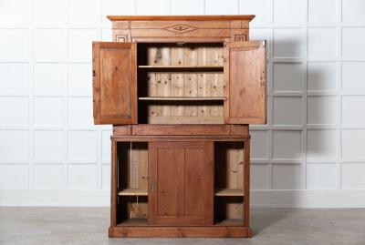 19thC English Provincial Pine Housekeepers Cabinet