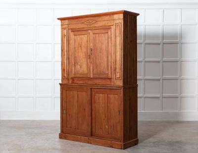 19thC English Provincial Pine Housekeepers Cabinet