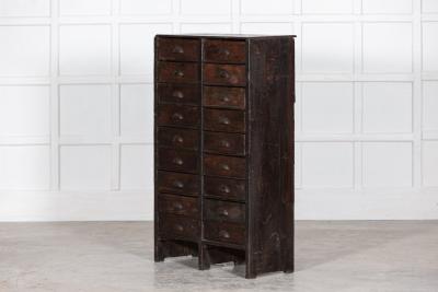 19thC English Scratch Built Pine Bank Drawers