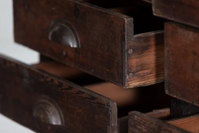 19thC English Scratch Built Pine Bank Drawers