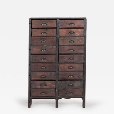 19thC English Scratch Built Pine Bank Drawers