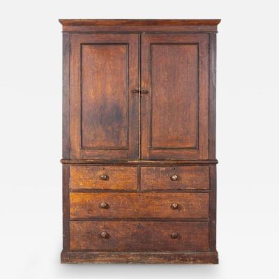 19thC English Scrumbled Pine Housekeepers Cupboard