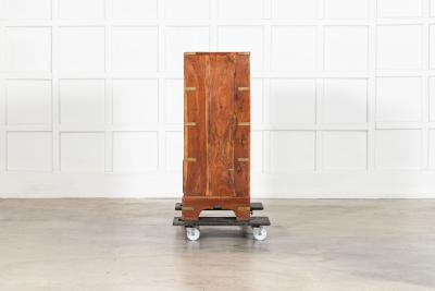 19thC English Walnut Campaign Chest Drawers