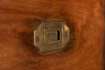 19thC English Walnut Campaign Chest Drawers