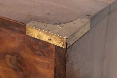 19thC English Walnut Campaign Chest Drawers