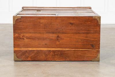 19thC English Walnut Campaign Chest Drawers