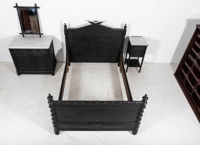 19thC French Ebonised Faux Bamboo Bedroom Suite