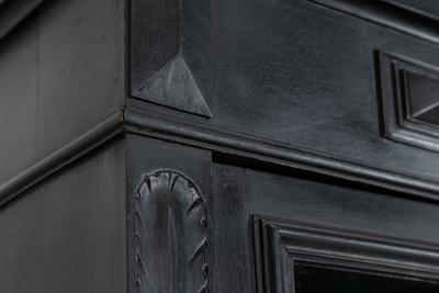 19thC French Ebonised Glazed Bookcase Vitrine