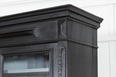 19thC French Ebonised Glazed Bookcase Vitrine