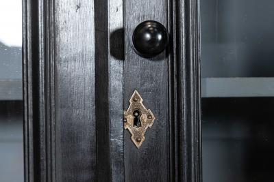 19thC French Ebonised Glazed Bookcase Vitrine
