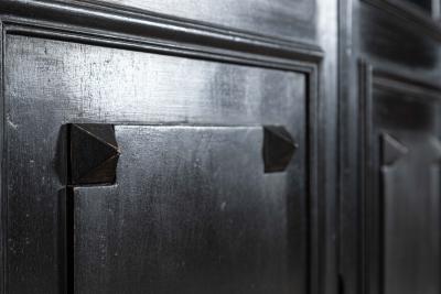 19thC French Ebonised Glazed Bookcase Vitrine