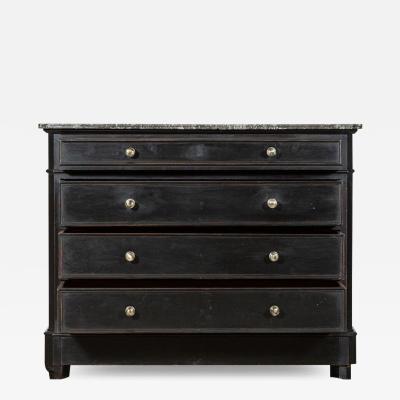 19thC French Ebonised Walnut Commode