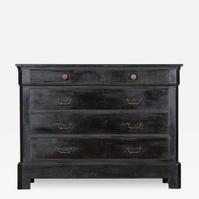 19thC French Ebonised Walnut Commode