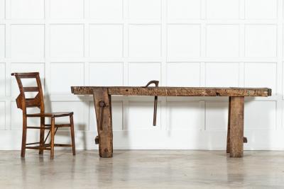 19thC French Elm Cobblers Bench Console