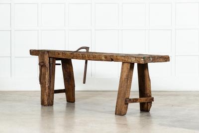 19thC French Elm Cobblers Bench Console
