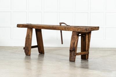 19thC French Elm Cobblers Bench Console