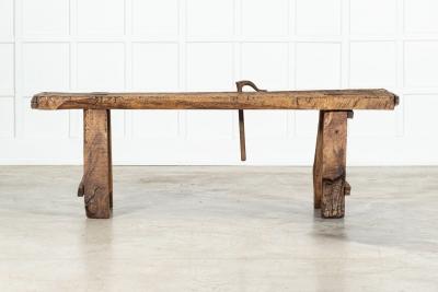 19thC French Elm Cobblers Bench Console