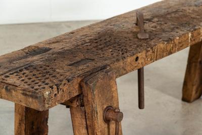 19thC French Elm Cobblers Bench Console