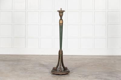 19thC French Gilt Green Painted Floor Lamp