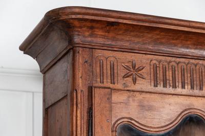 19thC French Glazed Fruitwood Armoire Vitrine
