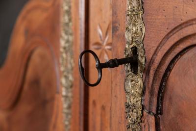 19thC French Glazed Fruitwood Armoire Vitrine