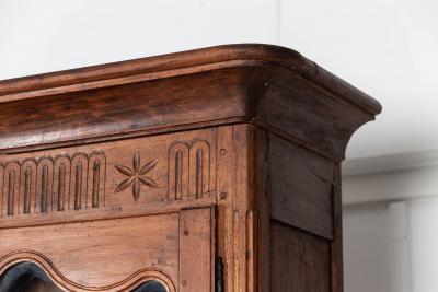 19thC French Glazed Fruitwood Armoire Vitrine