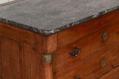 19thC French Marble Empire Fruitwood Commode