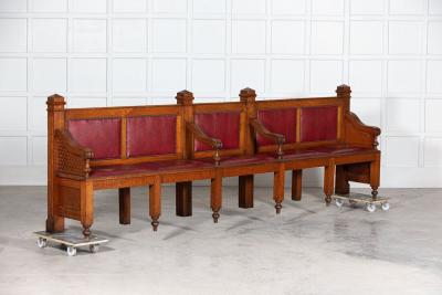 19thC French Oak Bank Waiting Bench