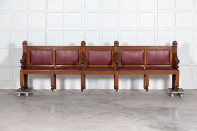 19thC French Oak Bank Waiting Bench