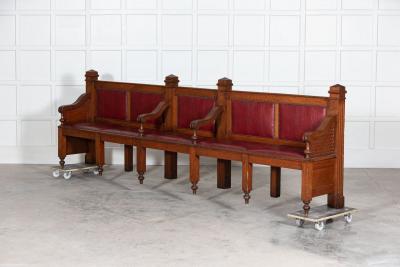 19thC French Oak Bank Waiting Bench
