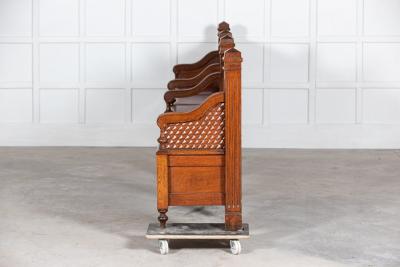 19thC French Oak Bank Waiting Bench