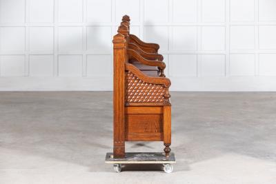 19thC French Oak Bank Waiting Bench