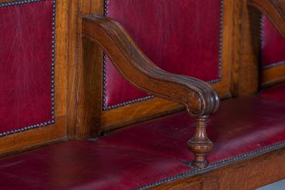 19thC French Oak Bank Waiting Bench