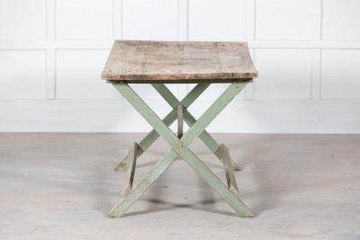 19thC French Painted Green Fruitwood Tavern Table