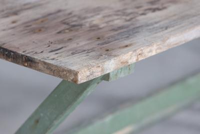 19thC French Painted Green Fruitwood Tavern Table