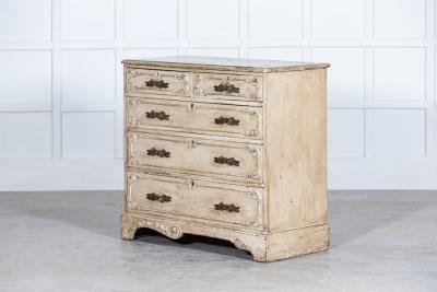 19thC French Painted Pine Graduated Chest of Drawers