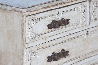 19thC French Painted Pine Graduated Chest of Drawers