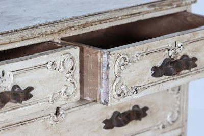 19thC French Painted Pine Graduated Chest of Drawers