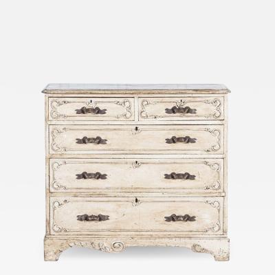 19thC French Painted Pine Graduated Chest of Drawers