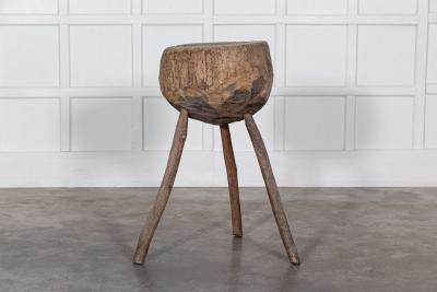 19thC French Provincial Elm Chopping Block Table