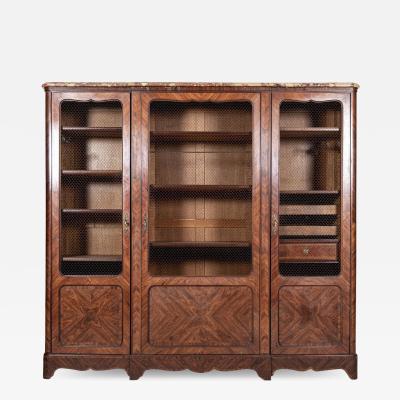 19thC French Walnut Armoire Bookcase