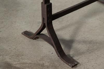 19thC Iron Pine Trestle Table